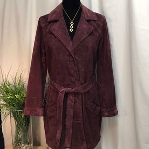 Dennis Basso washable suede trench coat